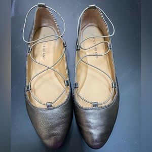 Lucky Brand Gray Metallic Ballet Flats Gunmetal Size 9.5